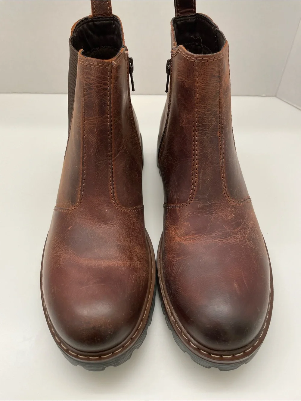 Josef Seibel Marta Chelsea Boots Women 8 Brown Leather Rugged Distressed NWOT 39